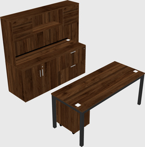 Parallel desk with credenza