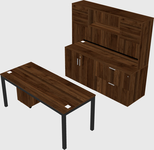 Parallel desk with credenza