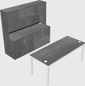 Parallel desk with credenza