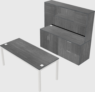 Parallel desk with credenza