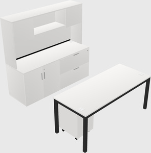 Parallel desk with credenza