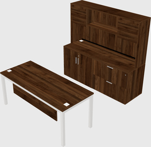 Parallel desk with credenza