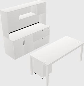 Parallel desk with credenza