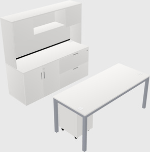 Parallel desk with credenza