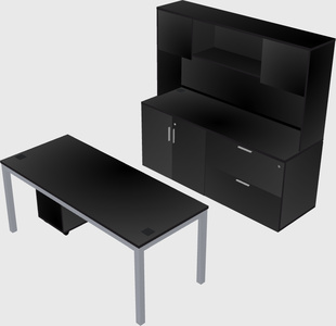 Parallel desk with credenza