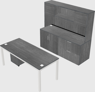 Parallel desk with credenza
