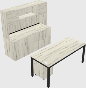 Parallel desk with credenza