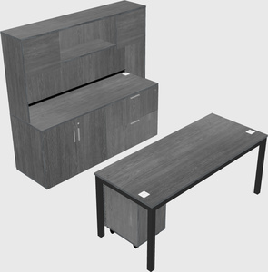 Parallel desk with credenza