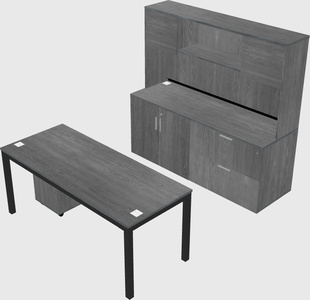 Parallel desk with credenza