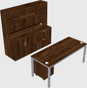 Parallel desk with credenza