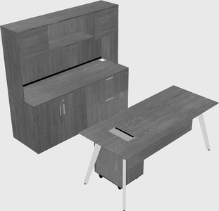 Parallel desk with credenza