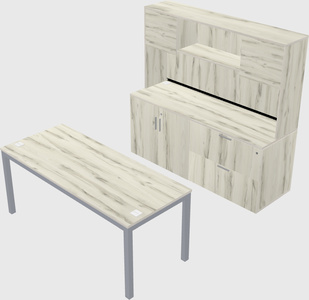 Parallel desk with credenza