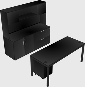 Parallel desk with credenza