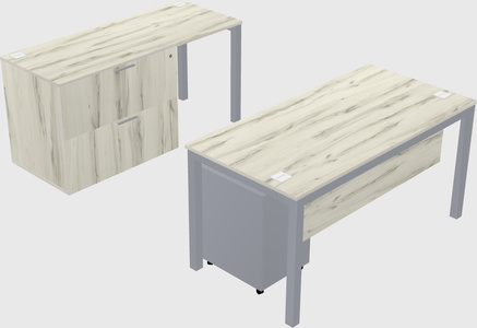 Parallel desk + file cabinet