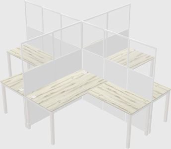 Shared l-shaped cubicles