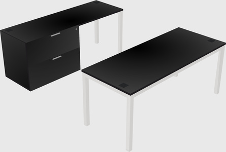 Parallel desk + file cabinet