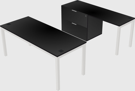 Parallel desk + file cabinet