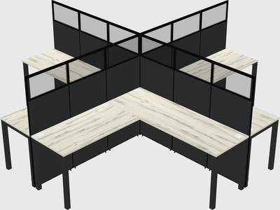 Shared l-shaped cubicles