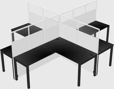 Shared l-shaped cubicles
