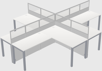 Shared l-shaped cubicles