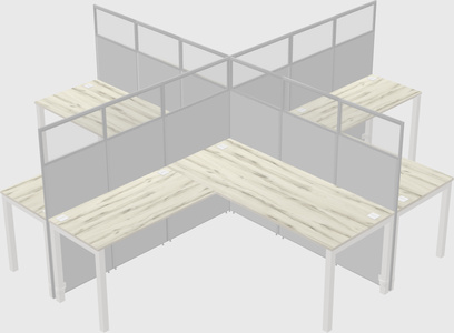 Shared l-shaped cubicles