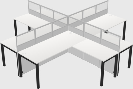 Shared l-shaped cubicles