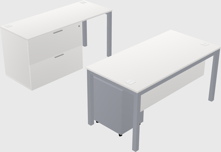 Parallel desk + file cabinet