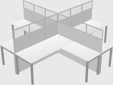 Shared l-shaped cubicles