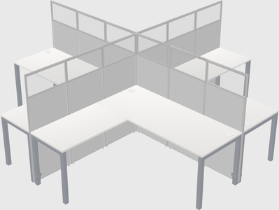 Shared l-shaped cubicles