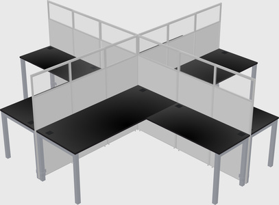 Shared l-shaped cubicles