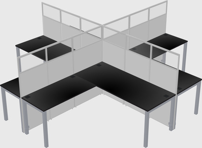 Shared l-shaped cubicles