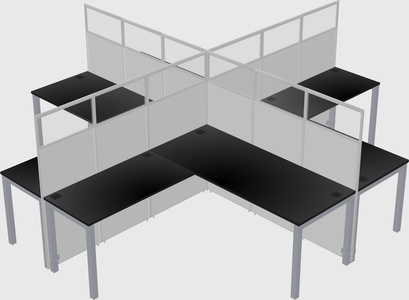 Shared l-shaped cubicles