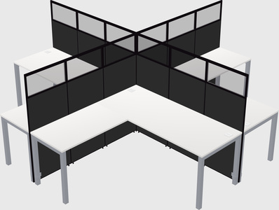 Shared l-shaped cubicles