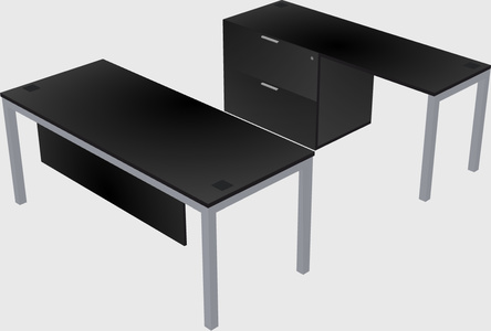 Parallel desk + file cabinet