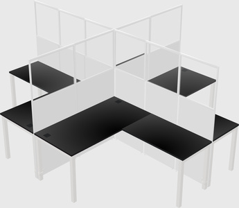 Shared l-shaped cubicles