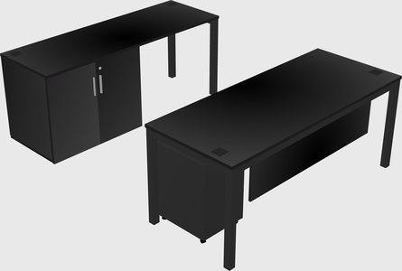 Parallel desk + cabinet