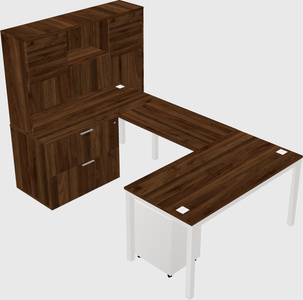U-shaped desk + file cabinet
