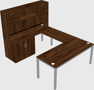 U-shaped desk + cabinet