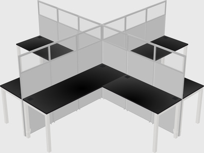 Shared l-shaped cubicles