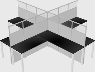 Shared l-shaped cubicles