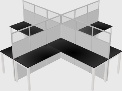 Shared l-shaped cubicles