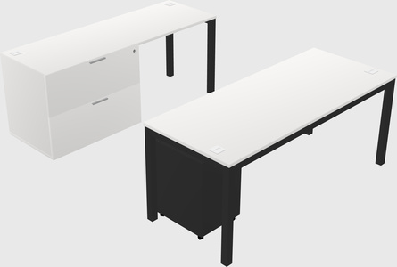 Parallel desk + file cabinet