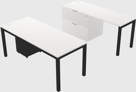 Parallel desk + file cabinet