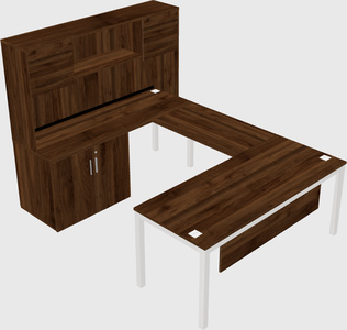 U-shaped desk + cabinet