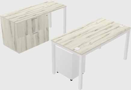 Parallel desk + file cabinet