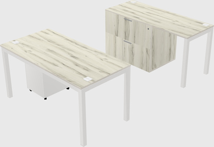 Parallel desk + file cabinet