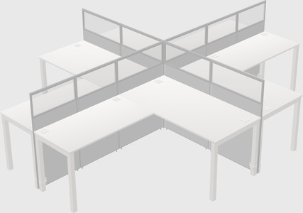 Shared l-shaped cubicles