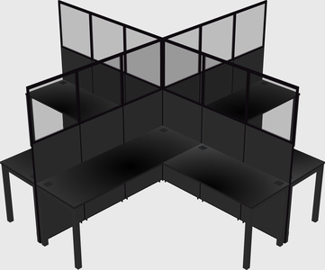 Shared l-shaped cubicles