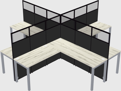 Shared l-shaped cubicles