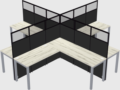 Shared l-shaped cubicles